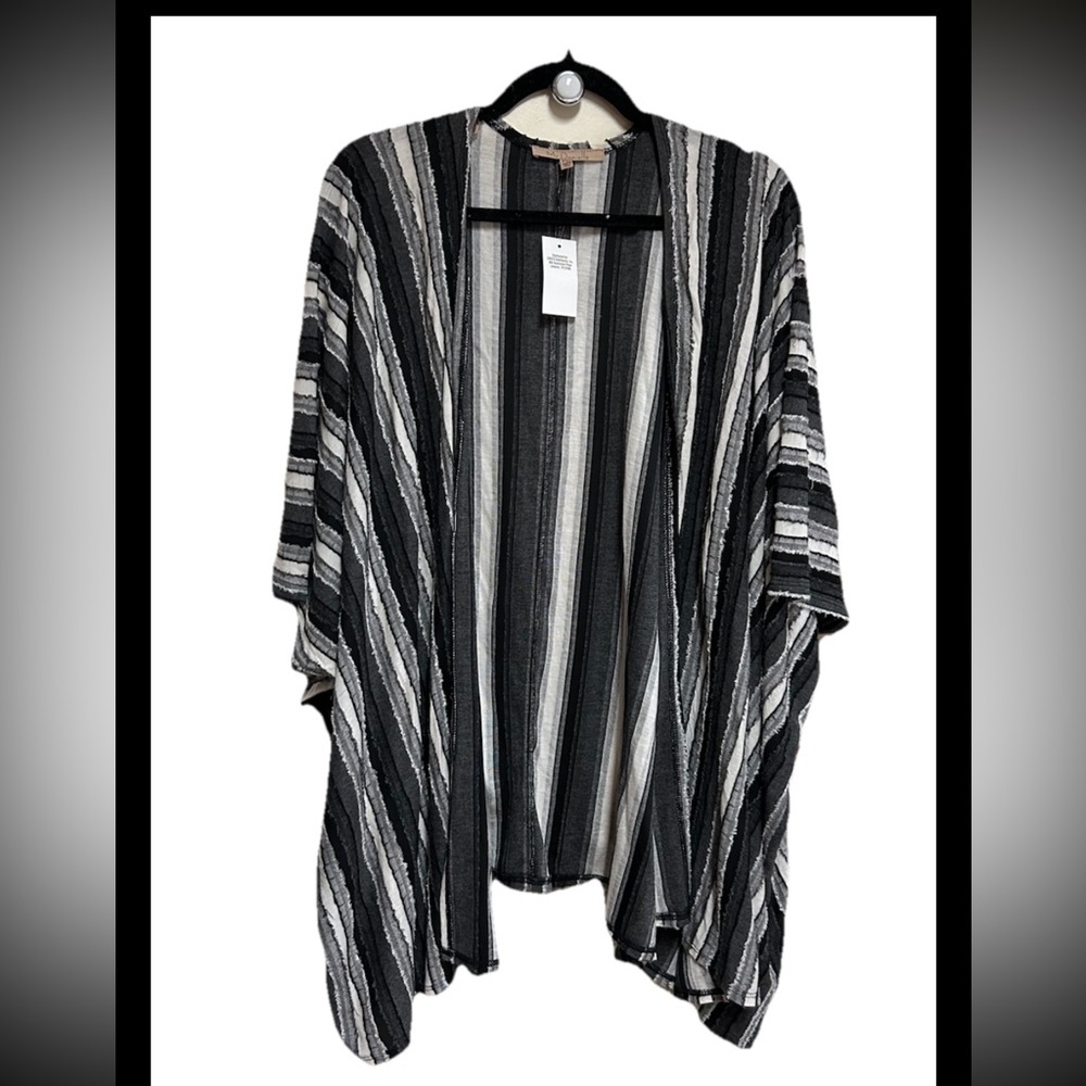 My Danielle Poncho kimono black/grey textured boho hippie Festival Beach NWT
